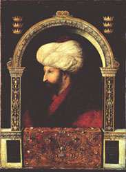 Gentile Bellini [attr.] (1429-1507) - Ritratto del Sultano Maometto II, Istanbul, 25 novembre 1480