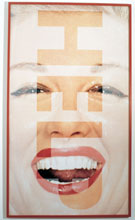 Barbara Kruger, Help, 2001, serigrafia su vinile, 214×123 cm, Collezione Claudio e Maria Grazia Palmigiano, Milano.