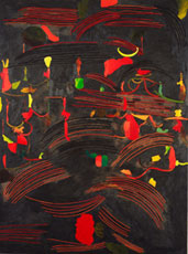 Giuseppe Gallo / MACRO, Cadute silenziose II, 2006, olio acrilico ed encausto su tavola, cm 252×187, Foto: Giuseppe Schiavinotto