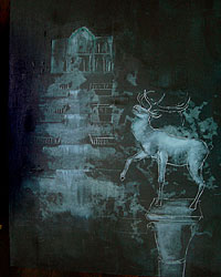 Avish Khebrehzadeh/MACRO - Stag and Water Falls, 2007, 50,8 x 40,6 cm (20×16 inches), pittura a olio su gesso e legno