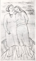 Viviani - Le ragazze del navicello, 1935, puntasecca su zinco