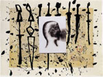Mimmo Paladino, 2003, per De Universo di Rabanus Maurus - Serigrafia materica, polvere di quarzo, acquatinta su collage carta giappone