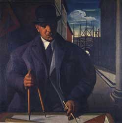 Achille Funi: Ritratto di Mario Chiattone, 1924, olio su tela, cm 103x103. Museo Civico di Belle Arti/Collezioni della Città di Lugano
