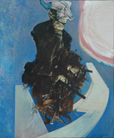 Giuseppe Zigaina, Mio padre che ascolta, 1982. olio su tela, cm 120 x 100