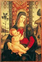 Madonna con il Bambino in trono in un paesaggio España Colección