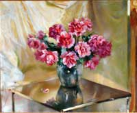 Giacomo Balla: Rose ardenti, 1938 olio su tela cm, 81x99. Collezione Terrazzi