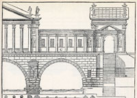 Secondo progetto per il Ponte di Rialto, part., xilografia da: Andrea Palladio I Quattro Libri dell'Architettura, 1570