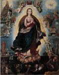 Scuola Novohispana, "Nuestra Señora de la Asunción", XVIII sec., olio su tela, cm. 175.5x128.7. Museo della Basilica di Guadalupe, Città del Messico