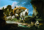 Philipp Peter Roos detto Rosa da Tivoli (1657-1706), Paesaggio nella Campagna Romana, olio su tela, Collezione privata