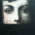Omar Galliani, Nuovi santi, matita nera e inchiostro su tavola, cm 150x150