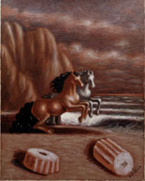 Giorgio De Chirico, Cavalli in riva al mare, 1930, Olio su tela, 70x55 cm