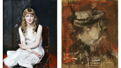 Giovanni Boldini, Ritratto di Irene Catlin Bottegantica e Testa di donna su fondo rosso Bottegantica