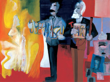 Marco Cingolani, Bernadette contro NIETZSCHE E MARX, 2008, 150x200 cm, Courtesy Galleria Box Art, Verona
