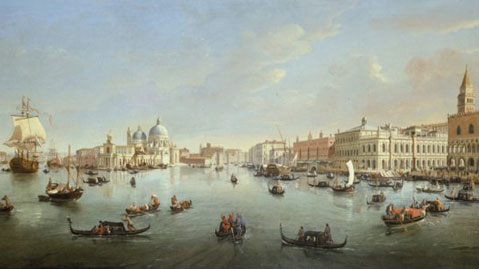 Gaspar van Wittel, detto Vanvitelli, Venezia, il bacino di San Marco verso il Canal Grande, olio su tela, courtesy Galleria Lampronti, Roma