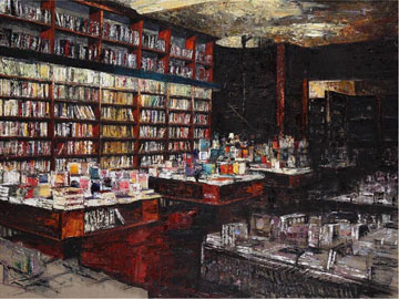 Giannoni, Interno di libreria 2010 olio su tela cm 150x200