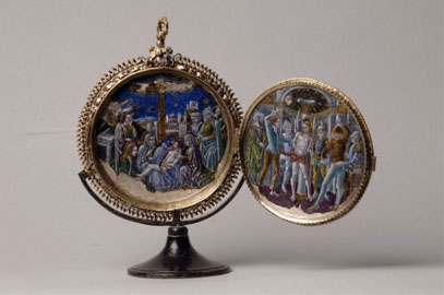 Medaglione in smalto e madreperla con le Storie della Passione, fine XV secolo, Madrid, Collezione Valencia de D. Juan