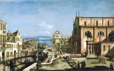 Bernardo Bellotto, Campo San Giovanni e Paolo, olio su tela, Collezione privata