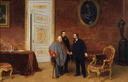 Gerolamo Induno, La visita di Garibaldi a Vittorio Emanuele II, 1879, olio su tela, Milano, Museo del Risorgimento