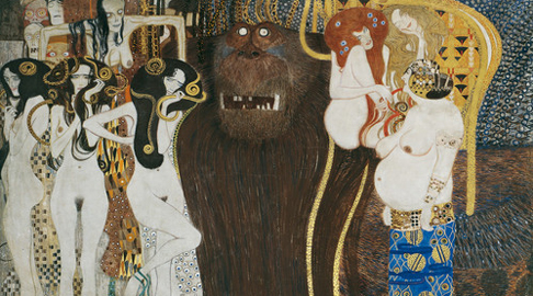 Gustav Klimt, Particolare dal fregio di Beethoven, 1901-1902, Materiali vari