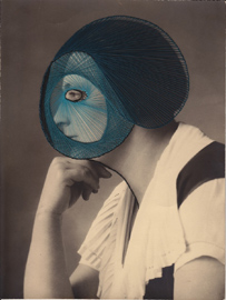 Maurizio Anzeri, Profiles Blue,2012, ricamo su fotografia, 23,5x18 cm
