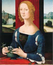 Lorenzo di Credi, Ritratto di giovane donna o Dama dei gelsomini, 1485-1490. Olio su tavola, 77,2 x 55 x 2,5 cm, Pinacoteca civica, Musei San Domenico, Forlì