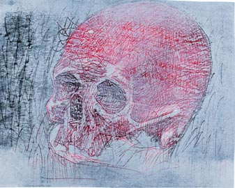 Nicolas Maldague, Memento mori, gravure monotypée, 2012, mm. 182x244