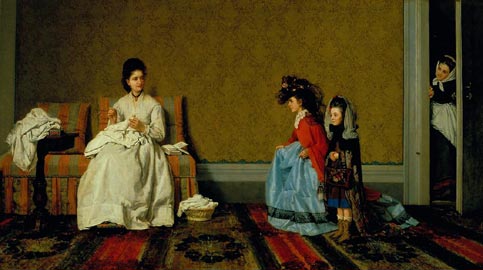 Silvestro Lega, Le Bambine che fanno la signore, 1872, olio su tela, cm 60x110, Viareggio Istituto Matteucci