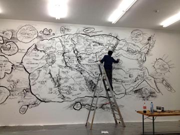 Qiu Zhijie at work, Exhibition "Blueprints", courtesy of Witte de With, Rotterdam 2012