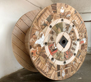 Adrian Paci, Secondo Pasolini (I Racconti di Canterbury), 2010, acrilico su bobina di legno
