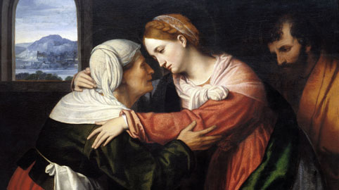 Moretto da Brescia, La visitazione, olio su tavola, 66 x 91 cm