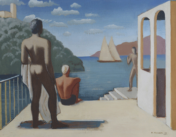 Ruggero Alfredo Michahelles: Île de Cythère, 1933, Paris, n. 43, olio su tavola, cm 50x40
