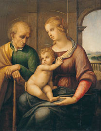 Raffaello Sanzio, Sacra Famiglia, Olio e tempera su tela, 72,5 x 56,5 cm. 