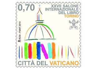 Francobollo commemorativo partecipazione Santa Sede al Salone del Libro di Torino © Church and Cultures