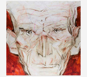 Tullio Pericoli, Samuel Beckett, 2013, olio su tavola, cm 40x40