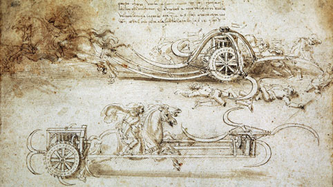 Leonardo da Vinci, Studi di carri d’assalto