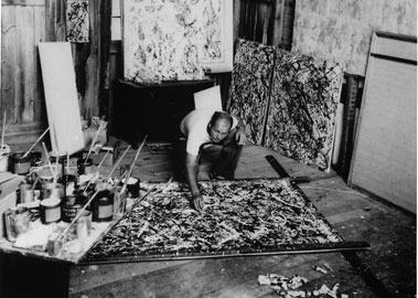Jackson Pollock  ritratto da Wilfred Zogbaum nello studio di Fireplace road, 1947