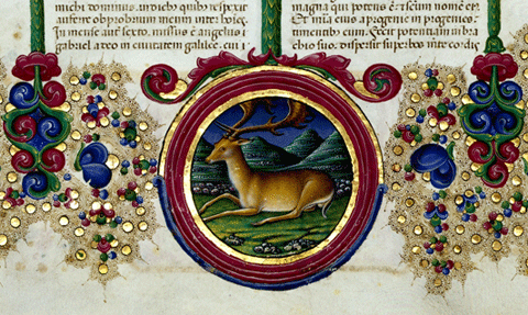 particolare di una pagina della Bibbia di Borso d'Este (1455-1461). Courtesy Biblioteca Estense Universitaria, Modena