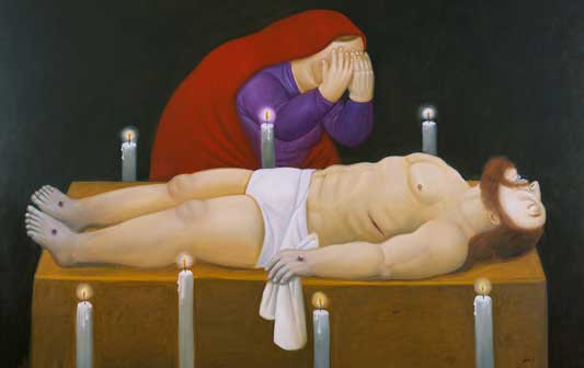 Fernando Botero, Cristo è morto, 2011, Olio su tela, 134 x 191 cm 