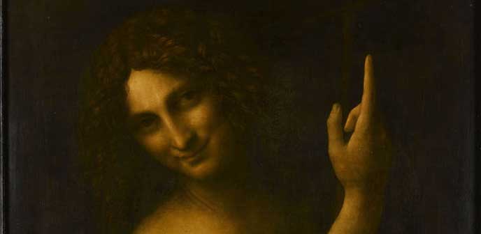 Leonardo da Vinci, San Giovanni Battista (1506-1515 circa), olio su tavola di noce, 73 ✕ 56,5 cm, Parigi, Musée du Louvre, Département des Peintures, Collezione di Luigi XIV, acquisito nel 1661