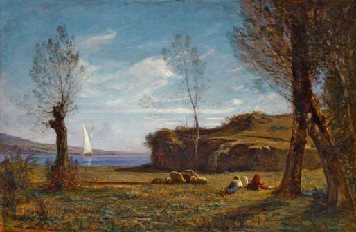 Antonio Fontanesi, Aprile (Rive del lago di Bourget), olio su tela 102 x 153 cm
