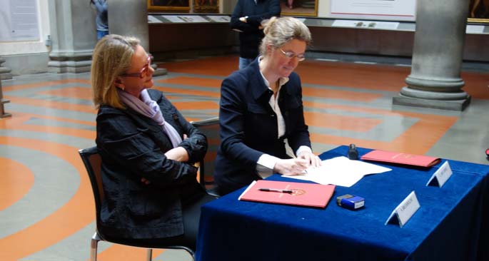 Manutenzione David, Simonetta Brandolini d’Adda e Cecilie Hollberg firmano l'accordo