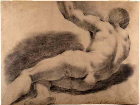 Giovan Francesco Barbieri detto Guercino, Nudo virile sdraiato, XVII sec, Bologna, Pinacoteca Nazionale - Biennale del Disegno