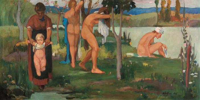 Ardengo Soffici, Il bagno, 1905, Olio su tela, cm 199x400, Collezione privata