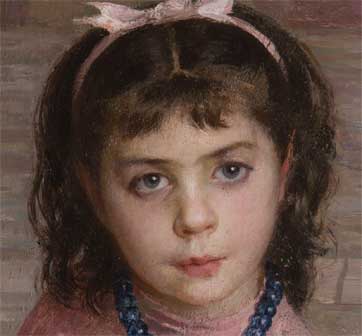 Emilio Longoni, La piscinina, olio su tela, 126 x 71 cm (particolare) - Mostra Brera 1891