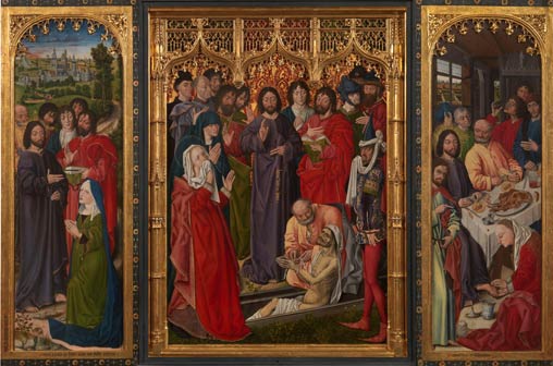 Nicolas Froment, Episodi della Vita di Cristo e Resurrezione di Lazzaro, olio su tavola, Firenze, Gallerie degli Uffizi