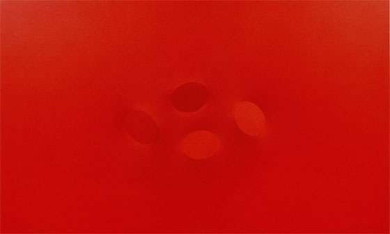 Turi Simeti, 4 ovali rossi, 120x150 cm, 2010