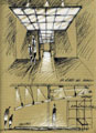 GLI ASPETTI DEL MONDO. Un 'soffitto a cassettoni' sospeso mostra le immagini di una Milano che fu, a cui fa eco il pavimento a specchio © Studio Azzurro