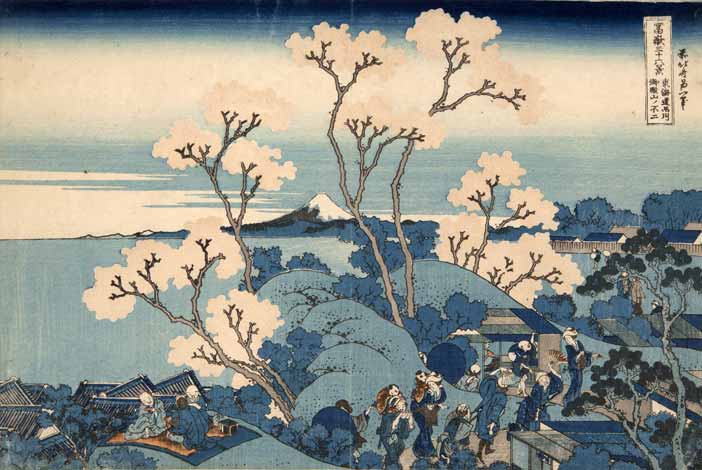 Katsushika Hokusai, Il Fuji da Gotenyama presso Shinagawa sul Tkaid, dalla serie Trentasei vedute del monte Fuji, 1830-1832 circa, Silografia policroma, Kawasaki Isago no Sato Museum