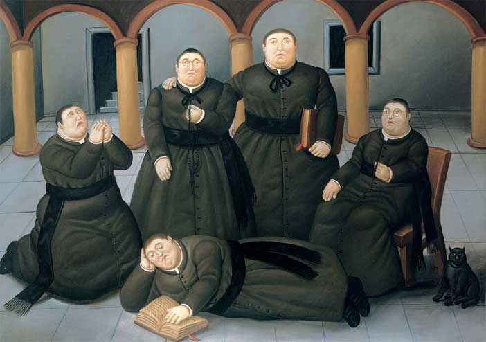 Fernando Botero,Seminario, 2004, Olio su tela, 151x193cm