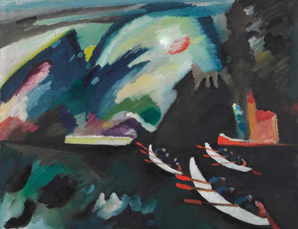 Vasilij Kandinskij: Lago. 1910. Olio su tela. 98 x 105. Mosca, Galleria Tret’jakovskaja - Mostra La Rivoluzione Russa